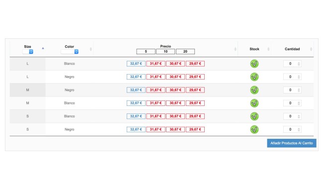 Module for the creation of product tables  - Addons from PrestaShop
