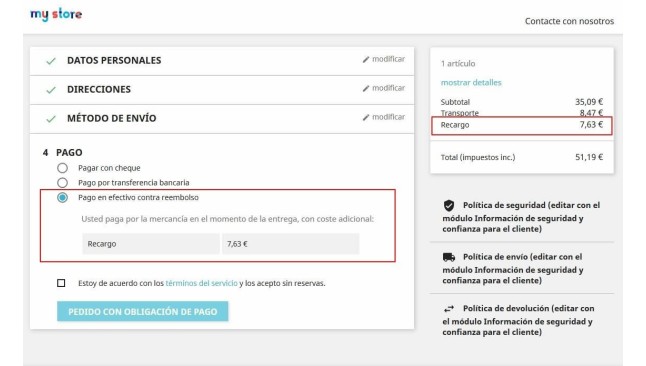 Pagamento in contanti alla consegna costo e limitazioni Prestashop modulo  - Gateway di pagamento