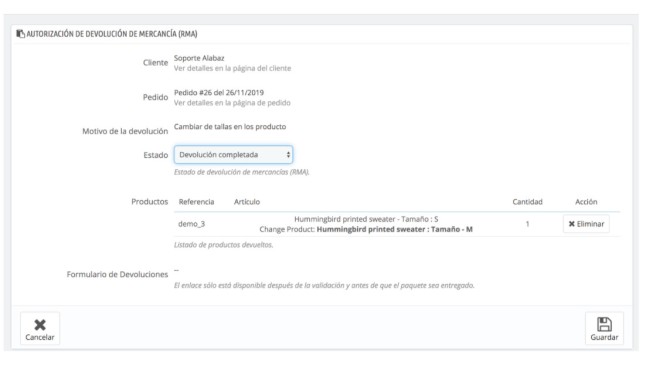 Retours du module RMA  - Modules Prestashop