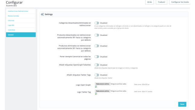 MEGASEO: Módulo SEO Avanzado para PrestaShop - Redirecciones, Indexación y Optimización  - Utilidades