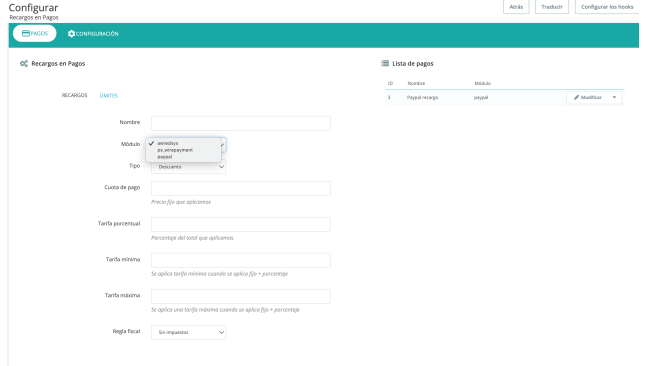 MegaPaymentFee: Module to apply surcharges on payment methods in PrestaShop  - Paypal