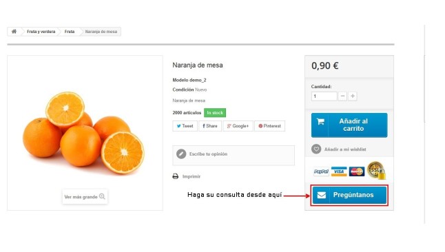 Módulo para solicitar información sobre el producto  - Mejorar la tienda