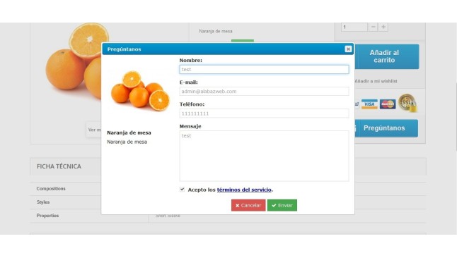 Módulo para solicitar información sobre el producto  - Mejorar la tienda