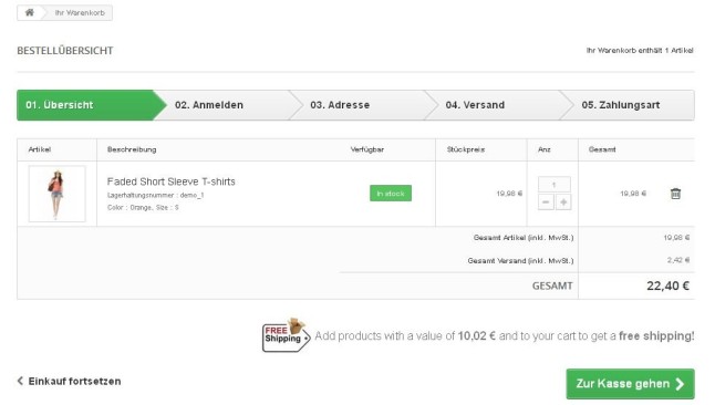 Módulo cantidad restante hasta el envio gratuito Prestashop  - Modulos PrestaShop para Logística y transporte