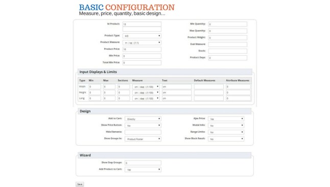 Module to customize custom products (m2, m3, inches), calculation of structures, weights (kg)  - Product Page PrestaShop Modules
