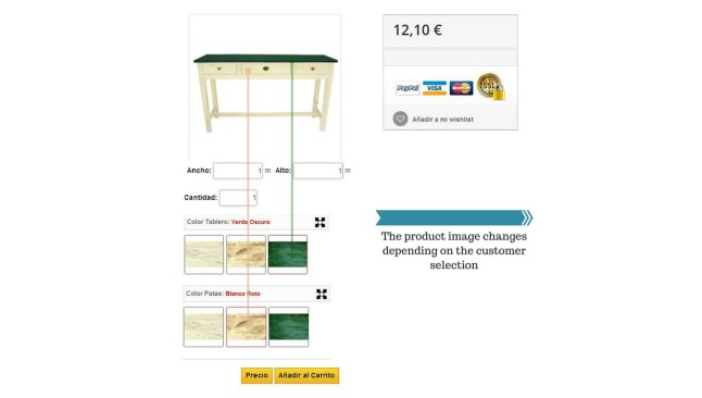 Modulo per vendere prodotti su misura in pollici, m2, m3, kg...  - Pagina prodotto Moduli PrestaShop