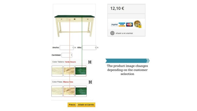 Module to customize custom products (m2, m3, inches), calculation of structures, weights (kg)  - Product Page PrestaShop Modules