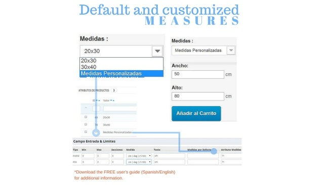 Module to customize custom products (m2, m3, inches), calculation of structures, weights (kg)  - Product Page PrestaShop Modules