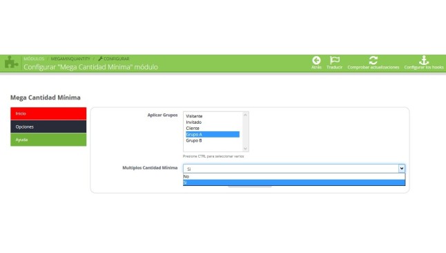 Module to set minimum amounts of product according to customer groups  - Store management