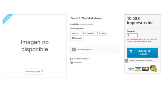 Modulo per impostare le quantità minime di prodotto secondo i gruppi di clienti  - Gestione del negozio