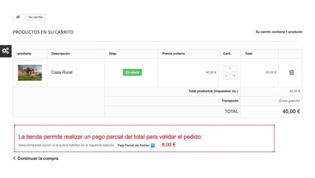 Modulo Pagos Parciales para Prestashop  - Pago
